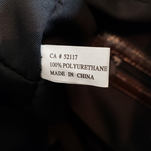 Oversized Purse Brown Tote Bow Front High Shine Shoulder Bag 17" Wide - Picture 16 of 16